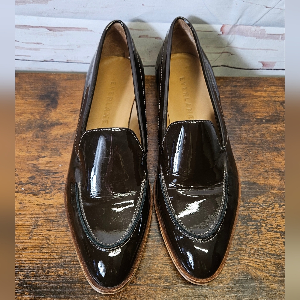Everlane Women's Patent Leather Loafers in Dark Brown